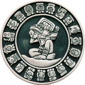Mayan Aztec Calendar Resin Wall Hanging Green Vintage
